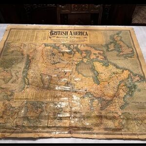 Antique Cloth Map of “British America” (Canada) 1901.